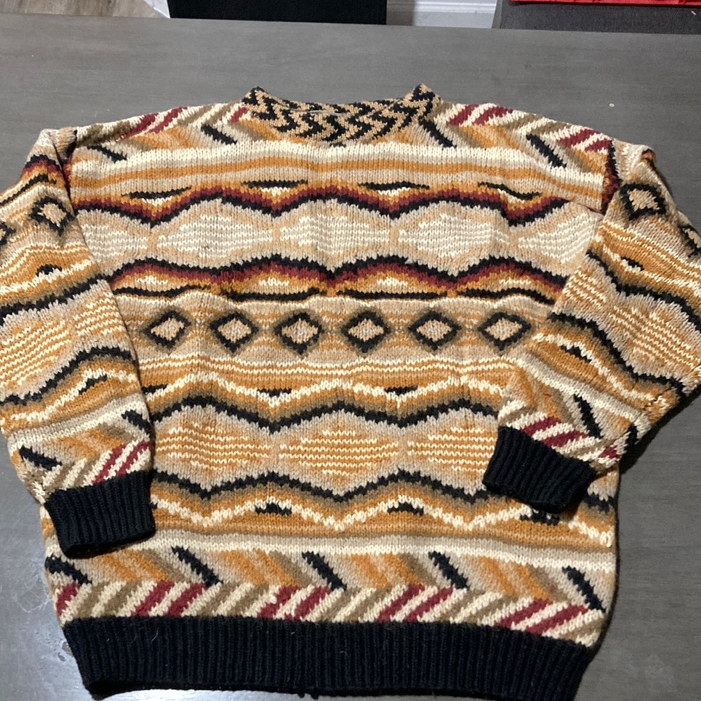 vintage New River Co. 100% wool zig zag knit sweater XL